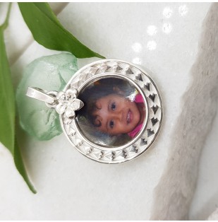 Silver mini photo frame pendant necklace 