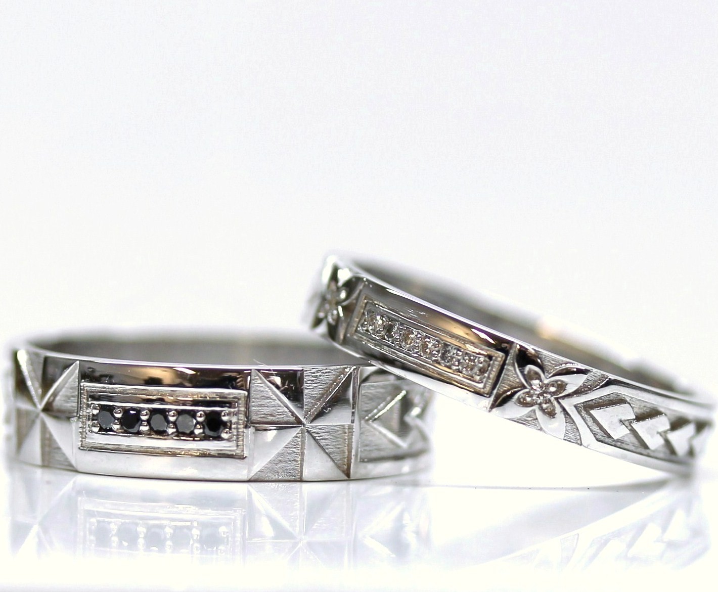 Wedding bands in white gold