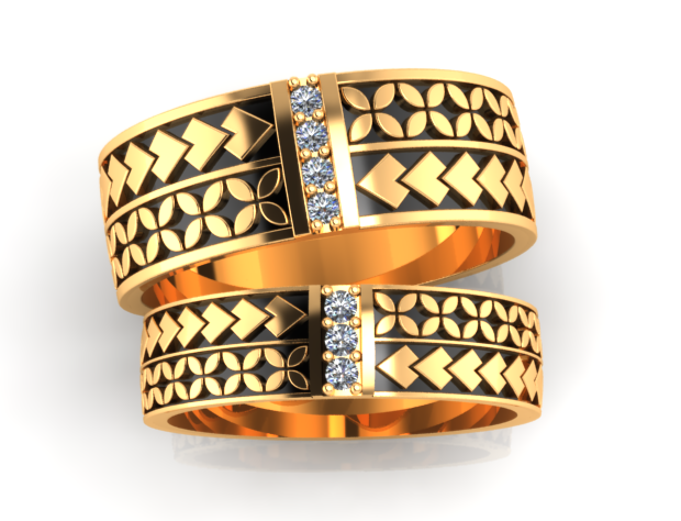 NC042 Yellow gold with white diamonds