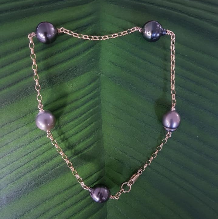 9ct gold tahitian pearl bracelet NCTPB01